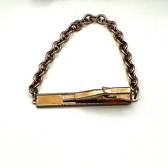 Vintage Sarah Coventry Gold Tone Tie Bar With Chain - Picture 2 of 3